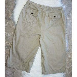 LANDS END Khaki Tan Capri Pants Size 12 Adj Waist